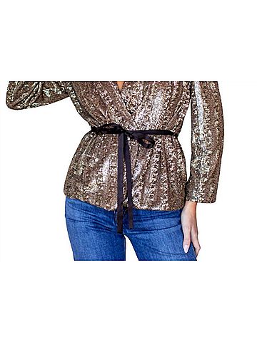 Emerson Fry Paris V-Neck Jacket in Gold (view 2)