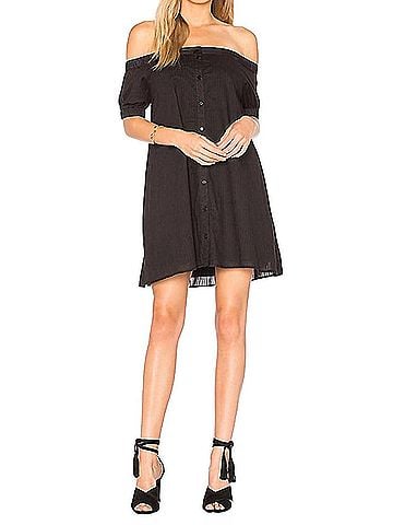 The Fifth Label Sun Valley Off Shoulder Mini Dress in Black (view 2)