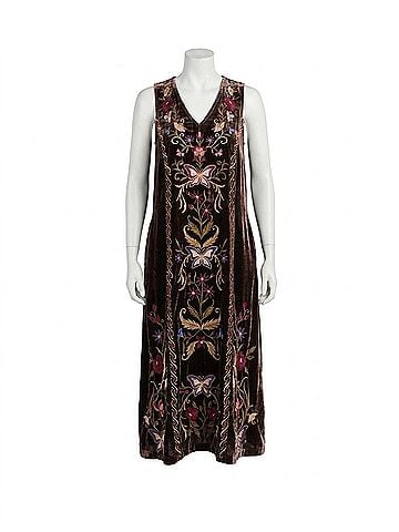 Johnny Was Carmina Velvet V?Neck Tank Dress in Chocolate (view 1)