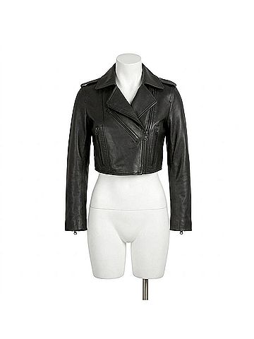 Blanc Noir Cleo Cropped Moto Jacket in Black (view 1)