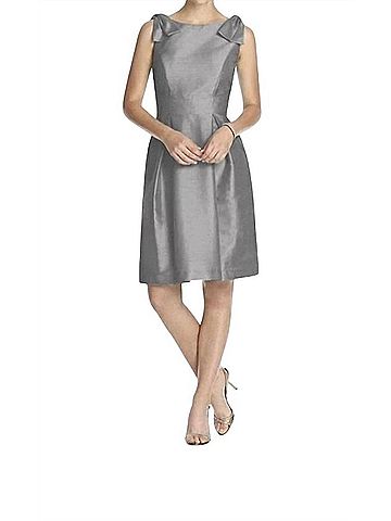 Alfred Sung Dupioni Bow Accents Cocktail Dress in Dove (view 2)
