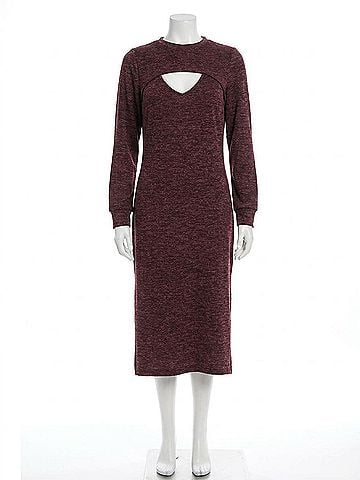 Walter Baker Fontine Heathered Midi Sheath Dress in Plum Heather (view 1)