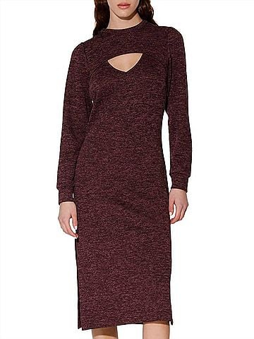 Walter Baker Fontine Heathered Midi Sheath Dress in Plum Heather (view 2)
