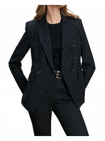 Veronica Beard Miller Dickey Pinstripe Blazer in Navy (view 2)