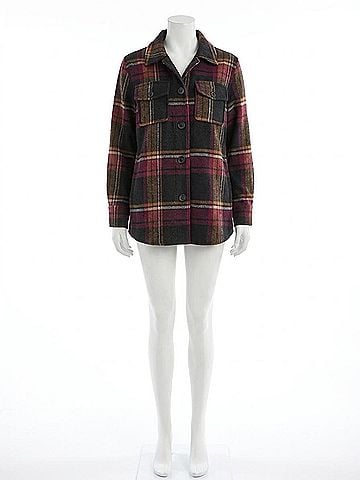 Tribal Mid Length Plaid Shacket in Dahlia (view 1)