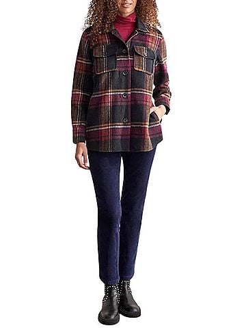 Tribal Mid Length Plaid Shacket in Dahlia (view 2)