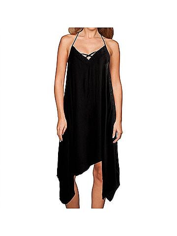 Raviya V Neck Beach Dress in Black (view 2)