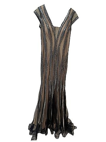 Alberto Makali Mesh Dress in Gunmetal Stripes (view 1)