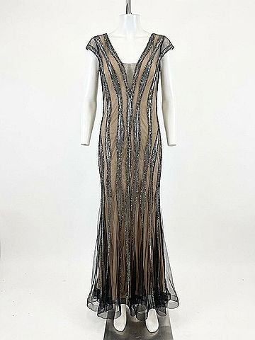 Alberto Makali Mesh Dress in Gunmetal Stripes (view 2)