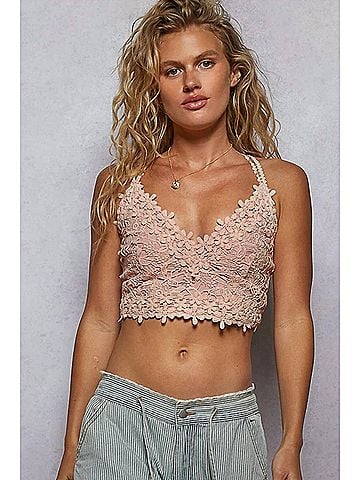 Pol Floral Lace Bralette in Pink (view 2)