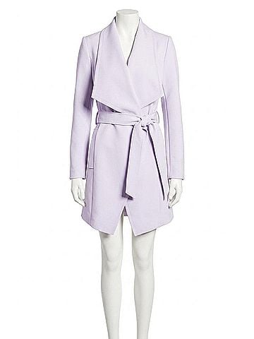 T Tahari Abbey Gabardine Belted Trench Rain Wrap Coat Jacket in Purple (view 1)