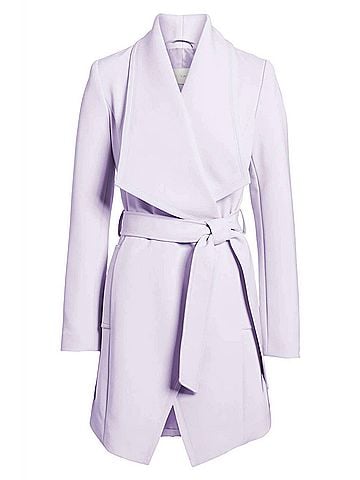T Tahari Abbey Gabardine Belted Trench Rain Wrap Coat Jacket in Purple (view 2)