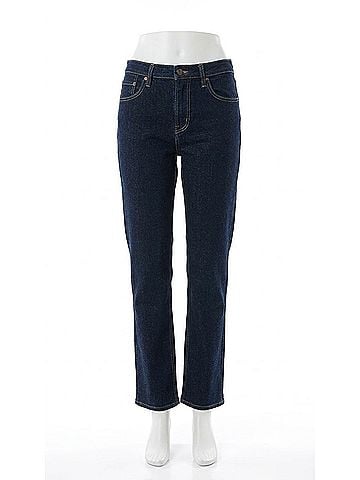 Just Black Mid Rise Full Length Straight Jeans in Super Dark (view 1)