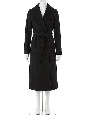 T Tahari Women's Double Layered Collar Belted Wool Long Coat in Black (view 1)