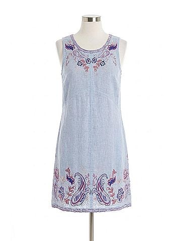 Johnny Was Cleolia Chevron Tank Dress in Blue Slub Linen (view 1)