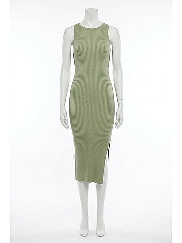 LUCCA Amaryllis Open-Back Ribbed Knit Midi Dress in Sage (view 1)