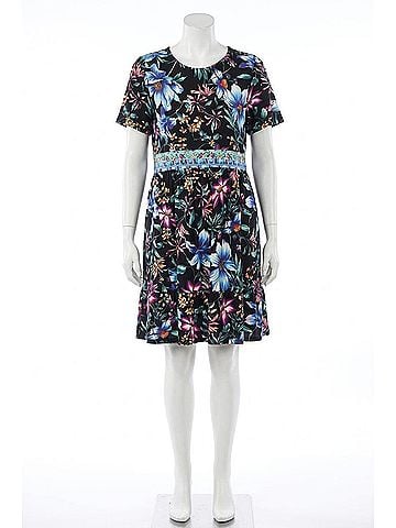 Johnny Was Janie Favorite Keyhole Tiered Dress in Black (view 1)
