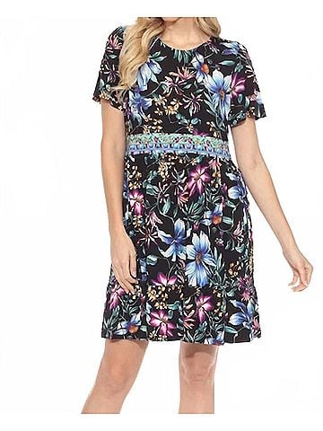 Johnny Was Janie Favorite Keyhole Tiered Dress in Black (view 2)