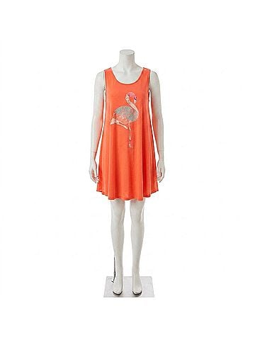 Judith March Shift Dress With Flamingo Applique in Melon (view 1)