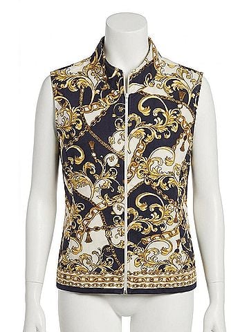 Tabi Women's Adela Vest in Navy/ Gold (view 1)