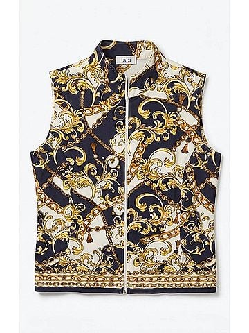 Tabi Women's Adela Vest in Navy/ Gold (view 2)