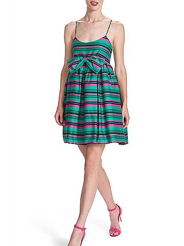Corey Lynn Calter Anya Stripe Dress in Kelly Green (view 2)