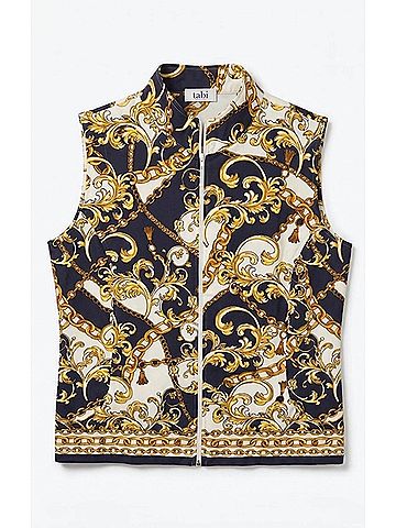 Tabi Women's Adela Vest in Navy/ Gold (view 2)
