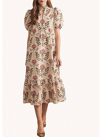 Entro Soft And Chic Neutral Vibes Midi Dress - Plus in Ecru (view 2)