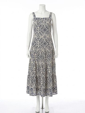 Tribal Safari Printed Maxi Dress in Blue (view 1)