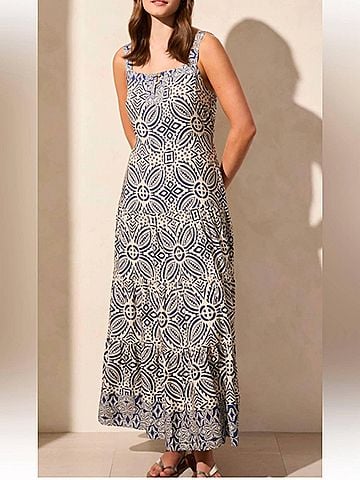 Tribal Safari Printed Maxi Dress in Blue (view 2)