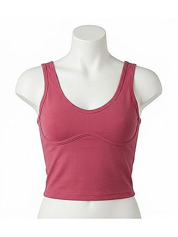 Gold Hinge Lined Mid Length Bra Top in Rasberry (view 1)