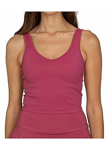 Gold Hinge Lined Mid Length Bra Top in Rasberry (view 2)