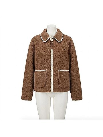 Varley Women's Ruiko Zip Through Fleece Jacket in Brown (view 1)