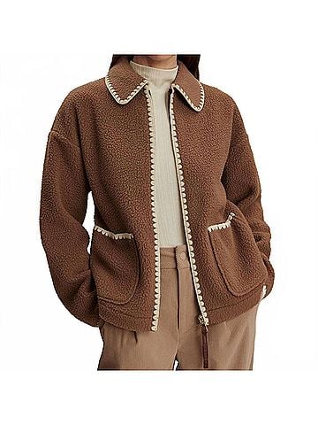 Varley Women's Ruiko Zip Through Fleece Jacket in Brown (view 2)
