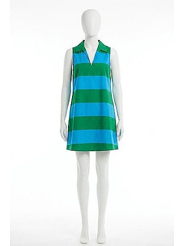 Sugarlips Valady Striped Collared Shift Dress in Blue Green Stripe (view 1)