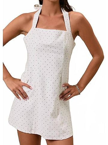Le Lis Polka Dot Mini Dress in White Black Dot (view 2)