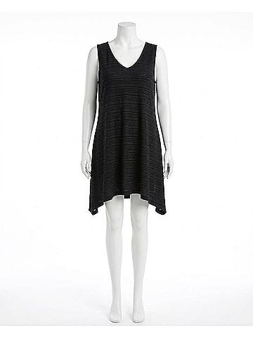 Jordan Taylor Plus Size V-Neck Handkerchief Dress in Black (view 1)