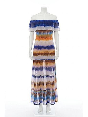 Nightcap Positano Mesh Maxi Dress in Playa Stripe (view 1)