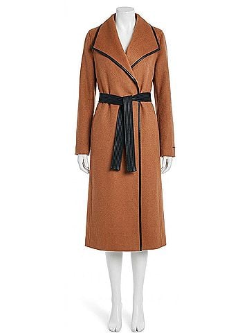 T Tahari Women Black Juliette Double Face Wool Belted Coat in Caramel (view 1)
