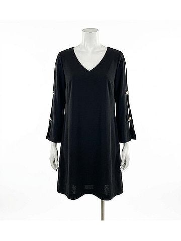 Joseph Ribkoff Accent Slit Sleeve Shift Dress in Black (view 1)