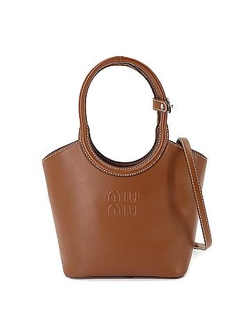 Miu Miu Miu Miu Miu Ivy 2-way Hand/Shoulder Handbag, Leather, Brown, 5BA330, Silver Hardware (view 1)