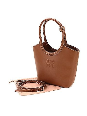 Miu Miu Miu Miu Miu Ivy 2-way Hand/Shoulder Handbag, Leather, Brown, 5BA330, Silver Hardware (view 2)