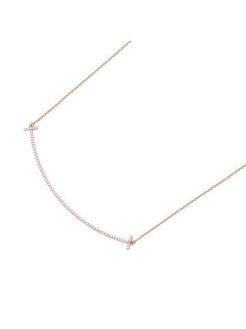 Tiffany & Co. Tiffany &amp; Co. T Smile Pendant Necklace, Large Diamond, Approx. 0.19ct Total, 18K Pink Gold, 60011654. (view 1)
