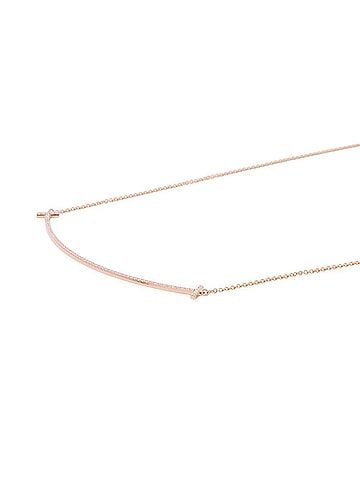 Tiffany & Co. Tiffany &amp; Co. T Smile Pendant Necklace, Large Diamond, Approx. 0.19ct Total, 18K Pink Gold, 60011654. (view 2)