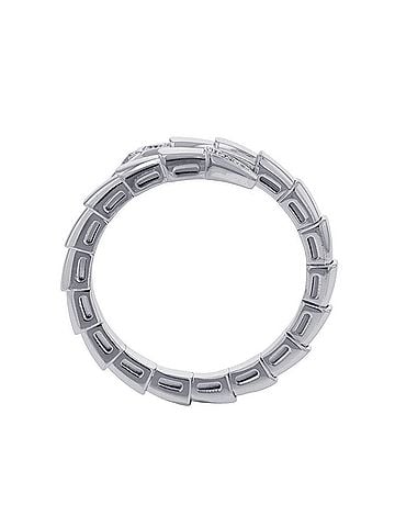 Bvlgari BVLGARI Serpenti Viper Single Coil Ring with 0.14ct Diamonds, 18K White Gold, Size XXL, Item No. 360470. (BVLGARI Diamond Pave Ring, Gold) (view 2)