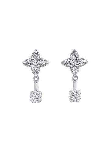 Louis Vuitton Louis Vuitton Earrings LV Diamond Double Round Center Stone 2P Total Approx. 0.60ct 74P 0.22ct 18KWG Q06400 LOUIS VUITTON White Gold (view 1)