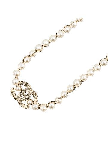 Chanel Chanel Necklace, Faux Pearl, Coco Mark Rhinestone, A19 C, CHANEL, Chanel, Women's, CHANEL NECKLACE (view 1)