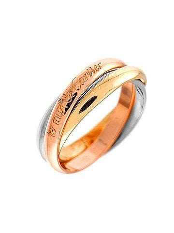 Cartier Cartier Trinity MM #62 Ring, 18K Yellow Gold, White Pink Triple Band, Three Colors, 750 Gold. (view 1)