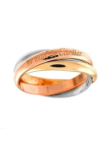 Cartier Cartier Trinity MM #62 Ring, 18K Yellow Gold, White Pink Triple Band, Three Colors, 750 Gold. (view 2)