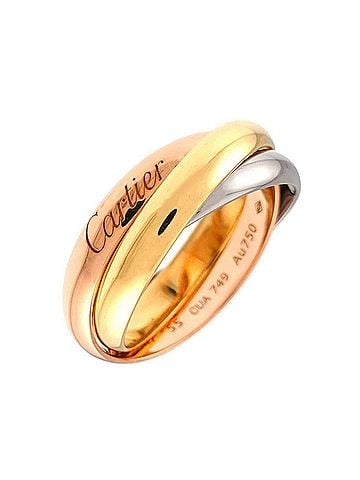 Cartier Cartier Trinity MM #55 Ring, 18K Yellow Gold, White Pink Triple Band, Three Colors, 750 Gold. (view 1)